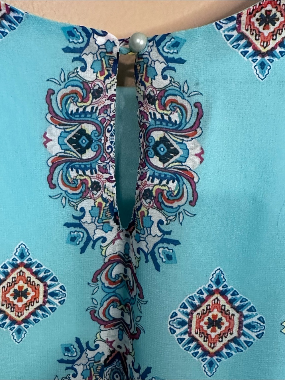 by & by Aqua Tile-Print Sleeveless Shift Dress - Picture 3 of 9